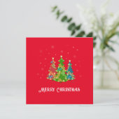 Merry Christmas Trees Snowflakes Modern Red (Stehend Vorderseite)