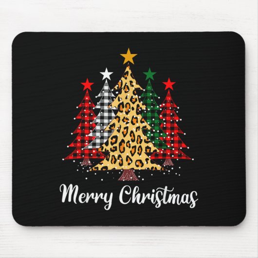 Merry Christmas Trees With Buffalo Plaid & Leo Mousepad (Vorne)