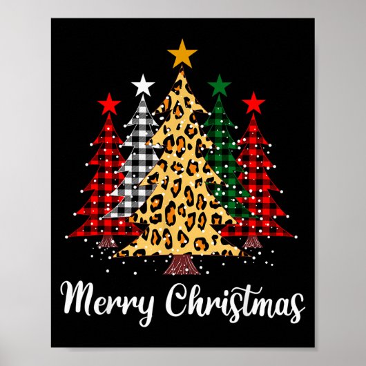 Merry Christmas Trees With Buffalo Plaid & Leo Poster (Vorne)