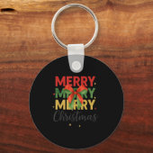 Merry Christmas Triple Merry Bow Tygraphy Red Gree Schlüsselanhänger (Vorderseite)