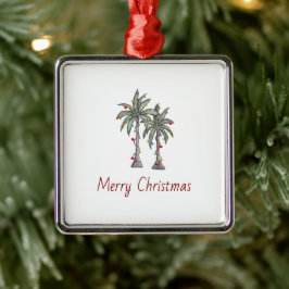 Merry Christmas Tropical Beach Palm Trees Ornament Aus Metall