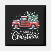 Merry Christmas Truck Xmas Red Plaid Family Christ Magnet (Vorne)