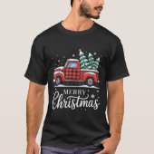 Merry Christmas Truck Xmas Red Plaid Family Christ T-Shirt (Vorderseite)