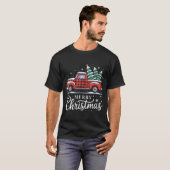 Merry Christmas Truck Xmas Red Plaid Family Christ T-Shirt (Vorne ganz)