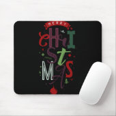 Merry Christmas Tygraphy Lettering Colorful T Shir Mousepad (Mit Mouse)