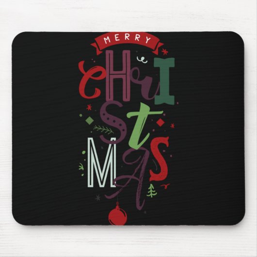 Merry Christmas Tygraphy Lettering Colorful T Shir Mousepad (Vorne)