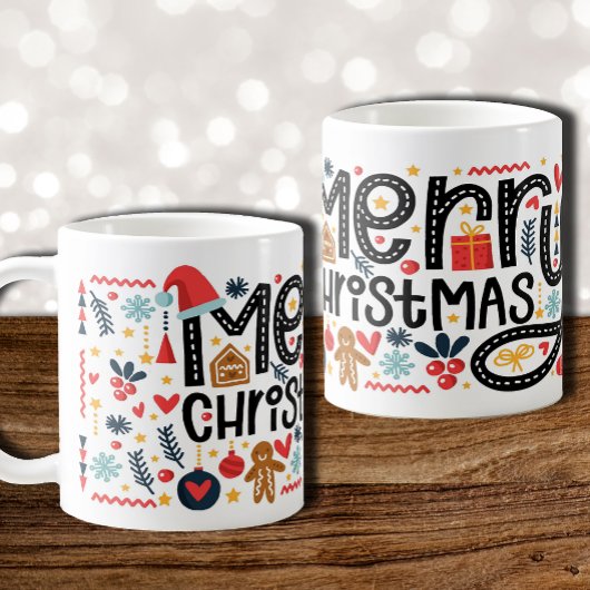 MERRY CHRISTMAS Typografie Holiday Kaffeetasse