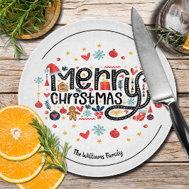 MERRY CHRISTMAS Typografie Schneidebrett