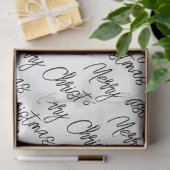 MERRY CHRISTMAS Typografie Schwarz-weiß Moderner S Seidenpapier (Geschenk)