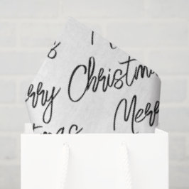MERRY CHRISTMAS Typografie Schwarz-weiß Moderner S Seidenpapier