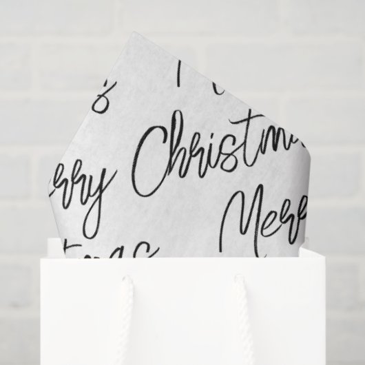 MERRY CHRISTMAS Typografie Schwarz-weiß Moderner S Seidenpapier (Geschenktüte)