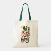 Merry Christmas Typography Canvas Tote Bag  Tragetasche (Rückseite)