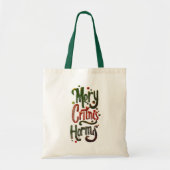 Merry Christmas Typography Canvas Tote Bag  Tragetasche (Vorne)