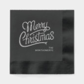 Merry Christmas Typography Foil Stamped Napkins Servietten Mit Folie (Vorderseite)