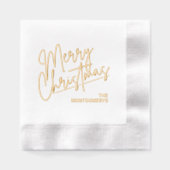 Merry Christmas Typography Party Servietten Mit Folie (Vorderseite)