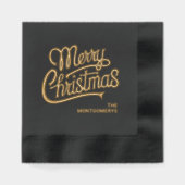 Merry Christmas Typography Party Servietten Mit Folie (Vorderseite)