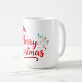 Merry Christmas Typography with Santa Hat and Snow Kaffeetasse (VorderseiteRechts)