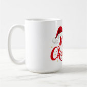 Merry Christmas Typography with Santa Hat and Snow Kaffeetasse (Links)