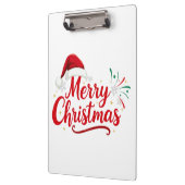 Merry Christmas Typography with Santa Hat and Snow Klemmbrett (Links)