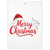 Merry Christmas Typography with Santa Hat and Snow Klemmbrett (Rückseite)