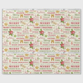 Merry Christmas Typography Wrapping Paper Geschenkpapier (Flach)