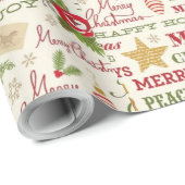 Merry Christmas Typography Wrapping Paper Geschenkpapier (Rolleneckpunkt)