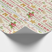 Merry Christmas Typography Wrapping Paper Geschenkpapier (Ecke)