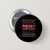 Merry Christmas Ugly Sweater Candy Cane Men Women Button (Vorne & Hinten)