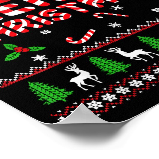 Merry Christmas Ugly Sweater Candy Cane Men Women  Poster (Ecke)