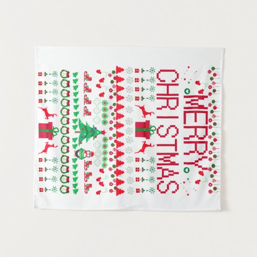 Merry Christmas "Ugly Sweater" design Wandteppich (Vorderseite (Horizontal))