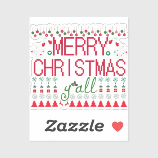 Merry Christmas Ugly Sweater Knit Pattern Aufkleber (Blatt)