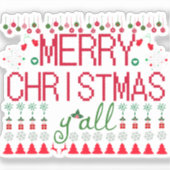 Merry Christmas Ugly Sweater Knit Pattern Aufkleber (Vorderseite)