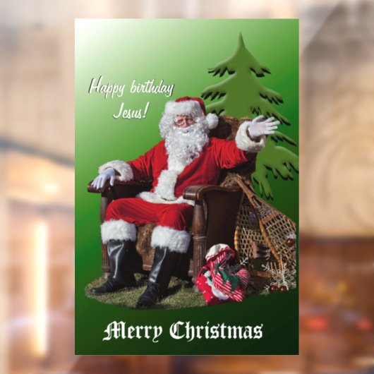 MERRY CHRISTMAS UND GLÜCKLICH BIRTHDAY JESUS FENSTERAUFKLEBER (Blatt 2)