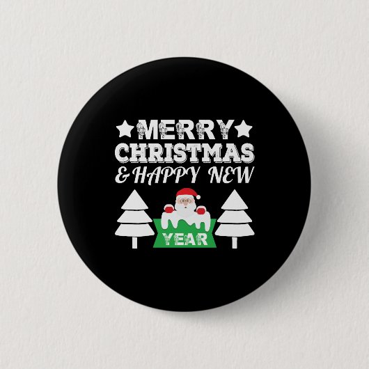 Merry Christmas und Happy New Year Christmas Button (Vorderseite)