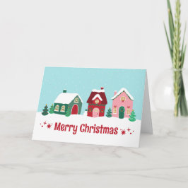 Merry Christmas Village Greeting Card Karte