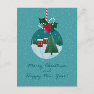 Merry Christmas Village Ornament Card Feiertagspostkarte