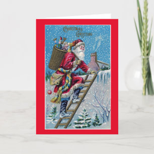 MERRY CHRISTMAS VINTAG SANTA GREETING CARD FEIERTAGSKARTE
