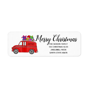 Merry Christmas Vintage Car Label