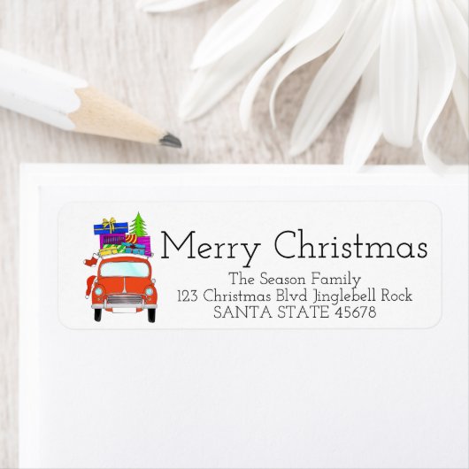 Merry Christmas Vintage Car Label (Insitu)