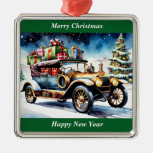 Merry Christmas Vintage Car Ornament Aus Metall