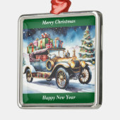 Merry Christmas Vintage Car Ornament Aus Metall (Links)