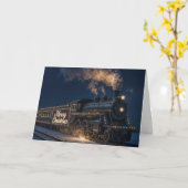 Merry Christmas Vintage Train In Snow Karte (Gelbe Blume)