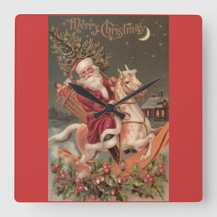 Merry Christmas wall clock Quadratische Wanduhr