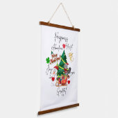 Merry Christmas Wall Tapestry | Festive Home Decor Wandteppich Mit Holzrahmen (Gewinkelt)
