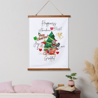 Merry Christmas Wall Tapestry | Festive Home Decor Wandteppich Mit Holzrahmen