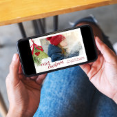 Merry Christmas Watercolor Berries Custom Photo Feiertagskarte