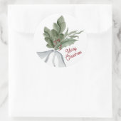 Merry Christmas Watercolor Christmas Foliage Runder Aufkleber (Tasche)