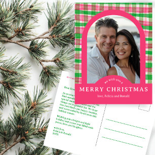 MERRY CHRISTMAS Watercolor Kariert CUSTOM Arch FOT Postkarte