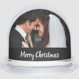 Merry Christmas Wedding Double Photo (black/white) Schneekugeln