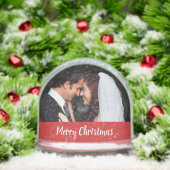 Merry Christmas Wedding Double Photo Schneekugeln (Weihnachten)